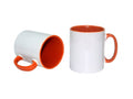 Caneca de Cerâmica Branca com Interior Laranja 325ml para Sublimação