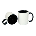 Caneca de Cerâmica 325ml Branca com Interior e Alça Pretos para Sublimação
