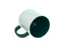 Caneca de Cerâmica Branca 325ml com Interior e Alça Verde para Sublimação