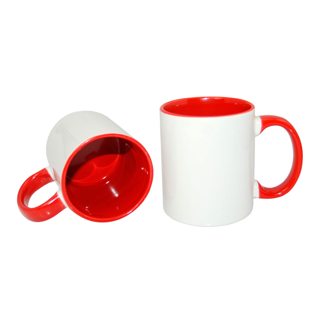 Caneca de Cerâmica 325ml Branca com Interior Vermelho para Sublimação