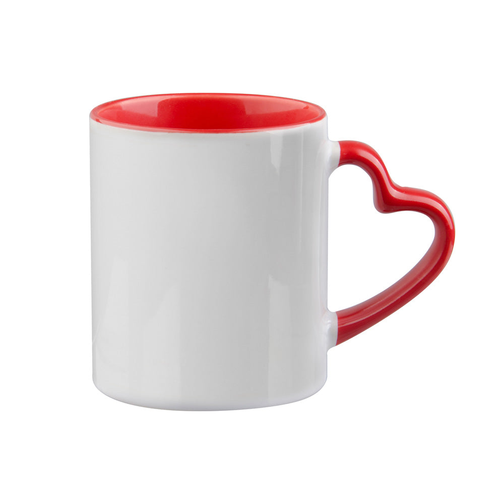 Caneca de Cerâmica 325ml Branca com Interior Vermelho para Sublimação