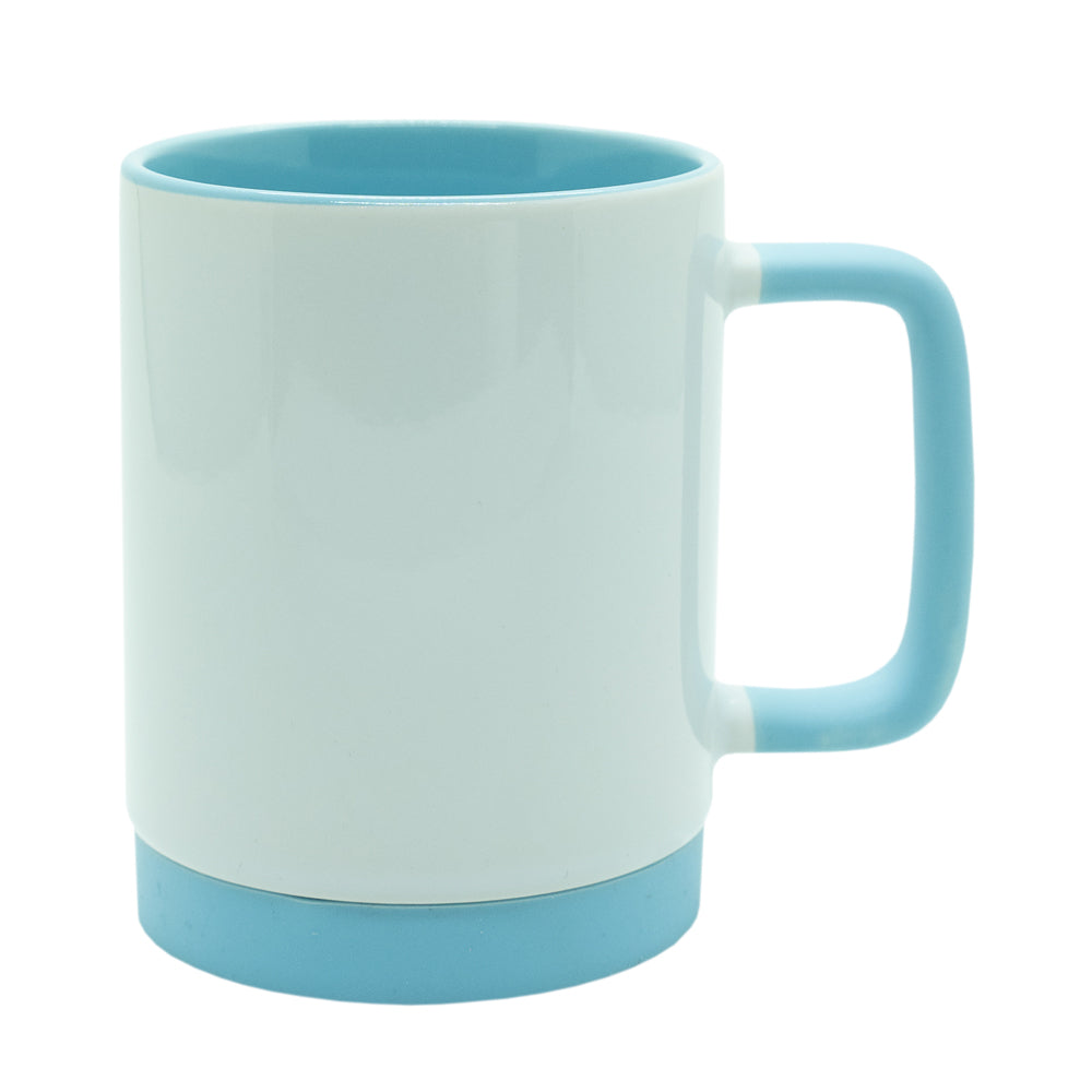 Caneca de Cerâmica 325ml Azul com Alça Soft e Base Silicone para Sublimação