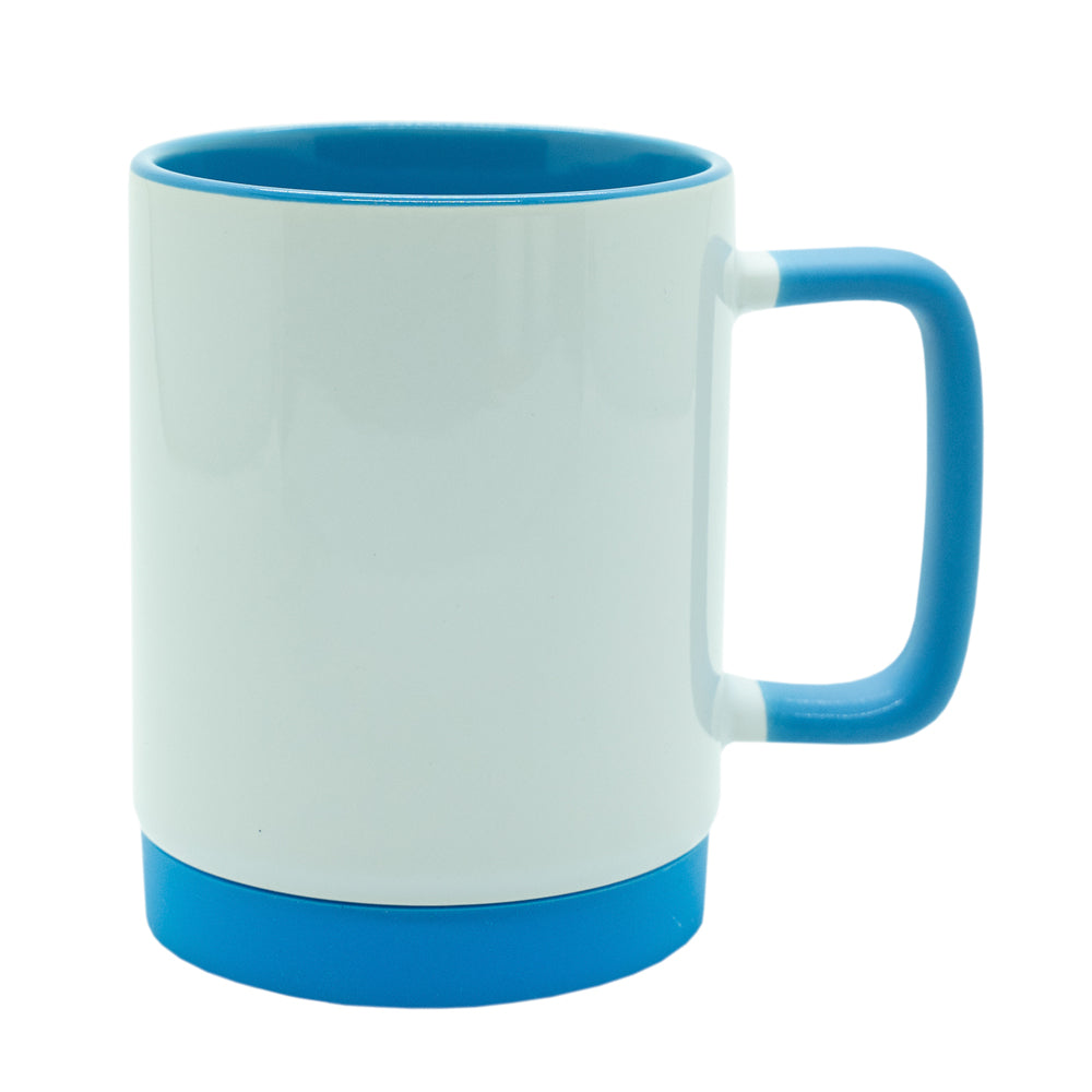Caneca de Cerâmica 325ml Branca com Alça Soft e Interior Azul Claro para Sublimação