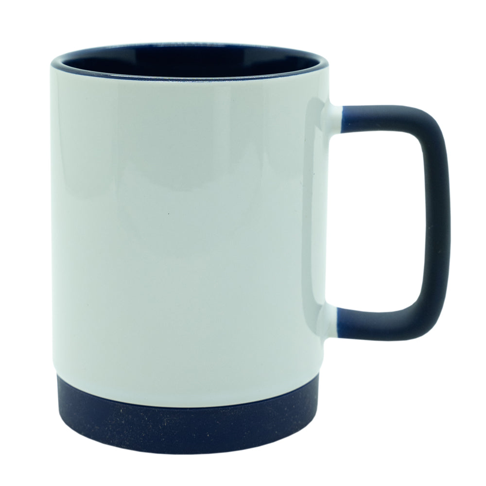 Caneca de Cerâmica Branca 325ml com Alça Soft e Base Silicone para Sublimação
