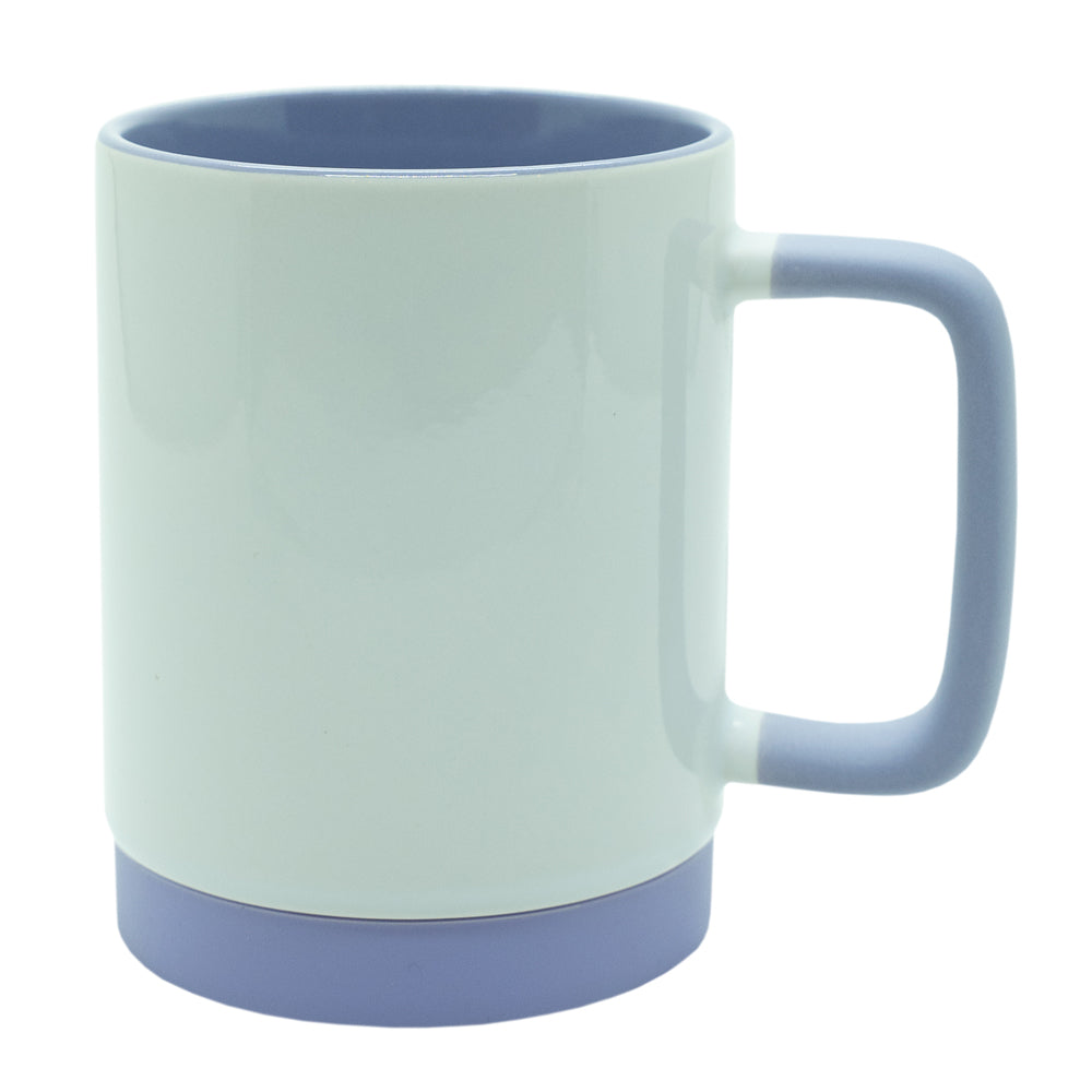 Caneca de Cerâmica Branca 325ml com Base de Silicone e Interior Lilás para Personalização