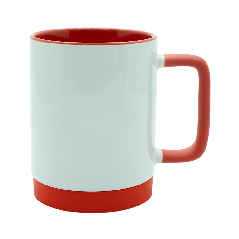 Caneca de Cerâmica Branca 325ml com Alça Soft e Base Silicone para Sublimação