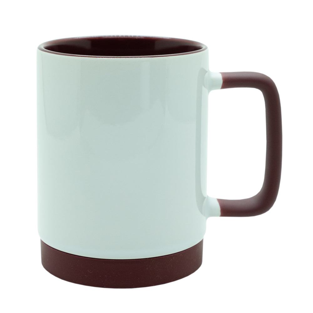 Caneca de Cerâmica 325ml com Alça Soft, Base Silicone e Interior Vinho para Sublimação
