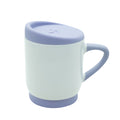 Caneca de Cerâmica Branca 400ml com Tampa e Alça Soft Lilás para Sublimação