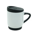Caneca de Cerâmica Branca 400ml com Tampa e Alça Soft para Sublimação