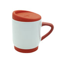 Caneca de Cerâmica 400ml Vermelha com Tampa e Alça Soft para Sublimação