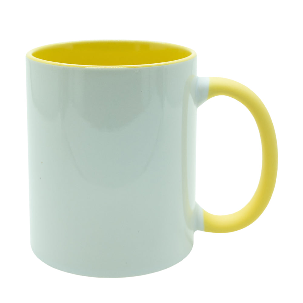 Caneca de Cerâmica 325ml com Alça Soft Amarela para Sublimação