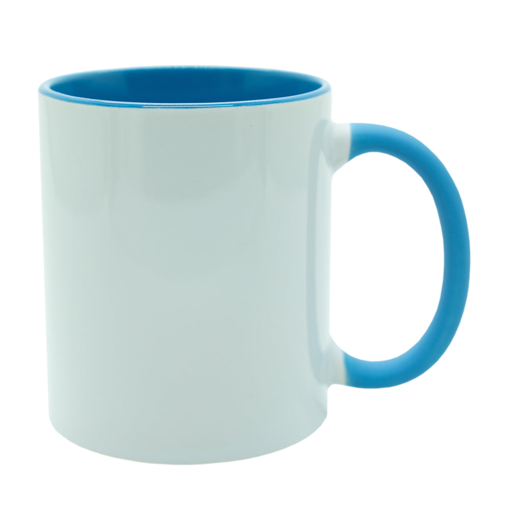 Caneca de Cerâmica 325ml com Alça Soft Azul Claro para Sublimação