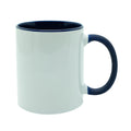 Caneca de Cerâmica 325ml Branca com Alça Soft e Interior Azul para Sublimação