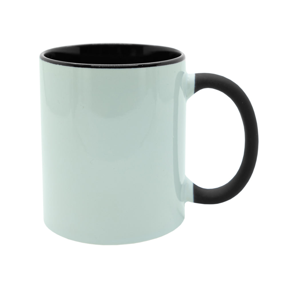 Caneca de Cerâmica 325ml com Alça Soft Preta para Sublimação