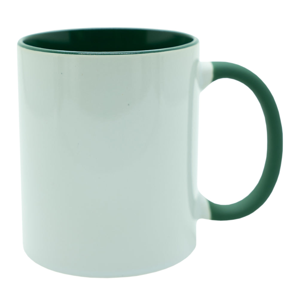 Caneca de Cerâmica 325ml Verde com Alça Soft para Sublimação