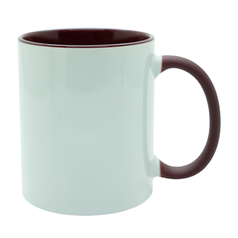 Caneca de Cerâmica Branca 325ml com Alça Soft Vinho para Sublimação
