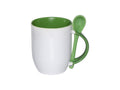 Caneca de Cerâmica 325ml Branca com Interior Verde e Colher para Sublimação