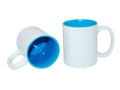 Caneca de Cerâmica Branca 325ml com Interior Azul Claro para Sublimação
