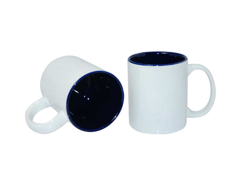Caneca de Cerâmica Branca 325ml com Interior Azul para Sublimação