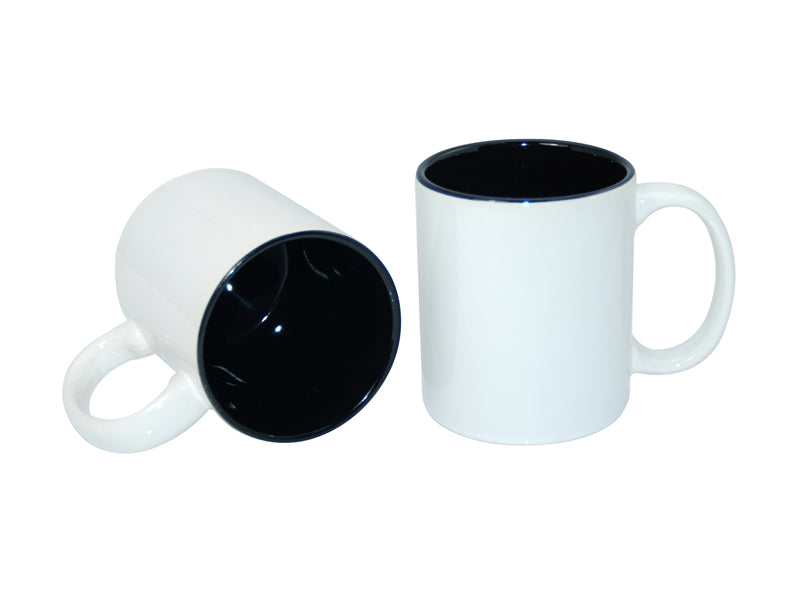 Caneca de Cerâmica Branca com Interior Preto 325ml para Sublimação
