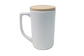 Caneca de Cerâmica 470ml com Tampa de Bambu Sustentável para Personalização