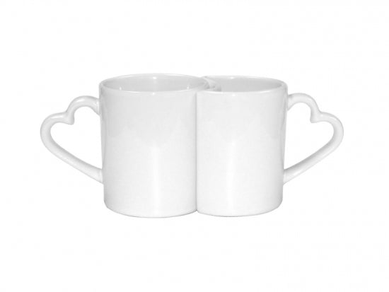 Caneca de Cerâmica Branca 325ml com Alça Coração para Sublimação