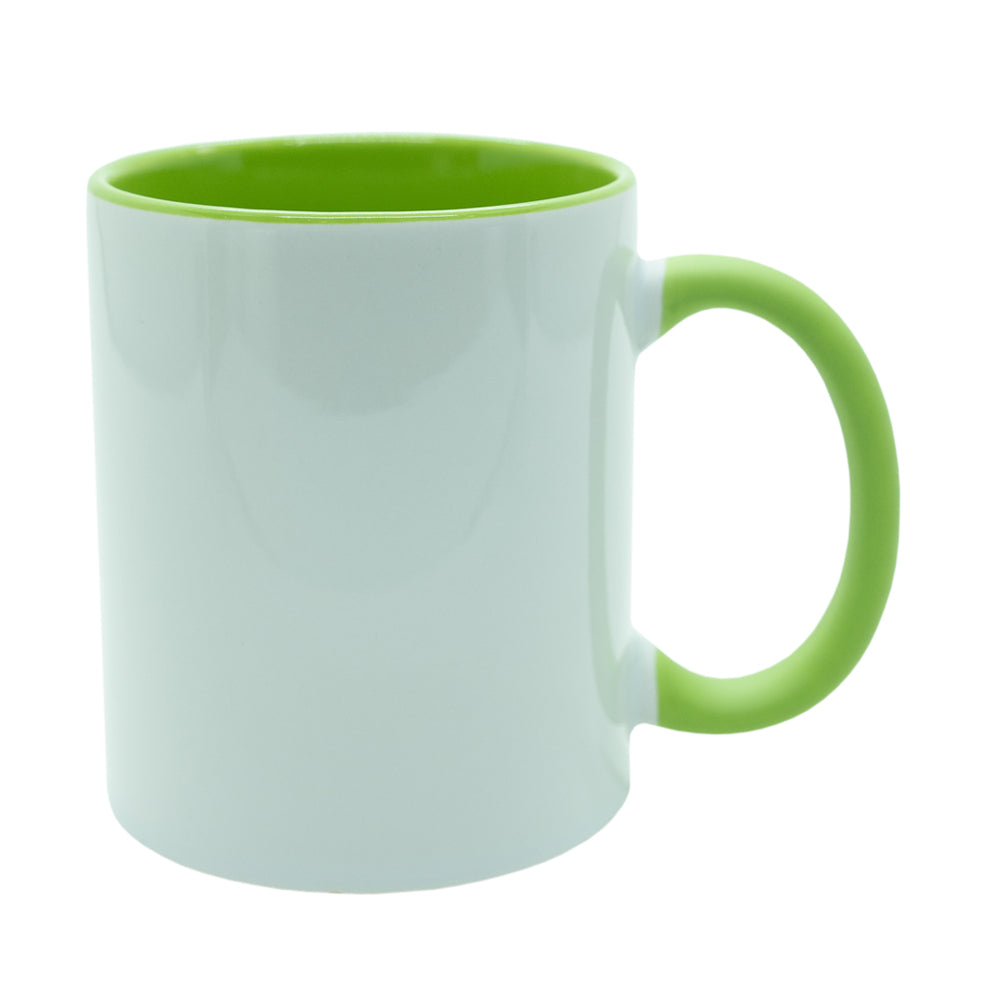 Caneca de Cerâmica 325ml Verde Claro com Alça Soft para Sublimação