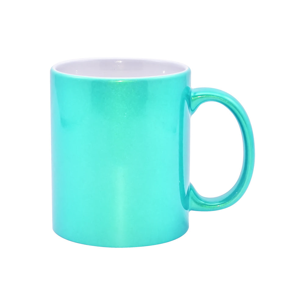 Caneca de Cerâmica Perolada Verde 325ml para Sublimação - LiVE
