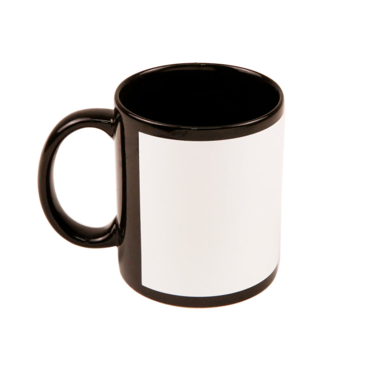 Caneca de Cerâmica Preta 325ml com Tarja Branca para Sublimação LiVE