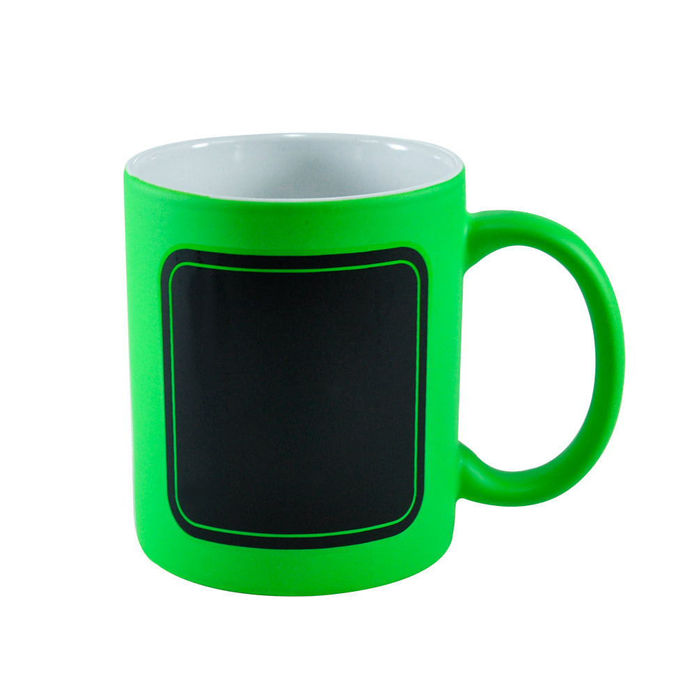 Caneca de Cerâmica Verde 325ml com Quadro Negro para Sublimação