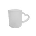 Caneca de Vidro Fosca 325ml com Alça Coração para Personalização e Presentes