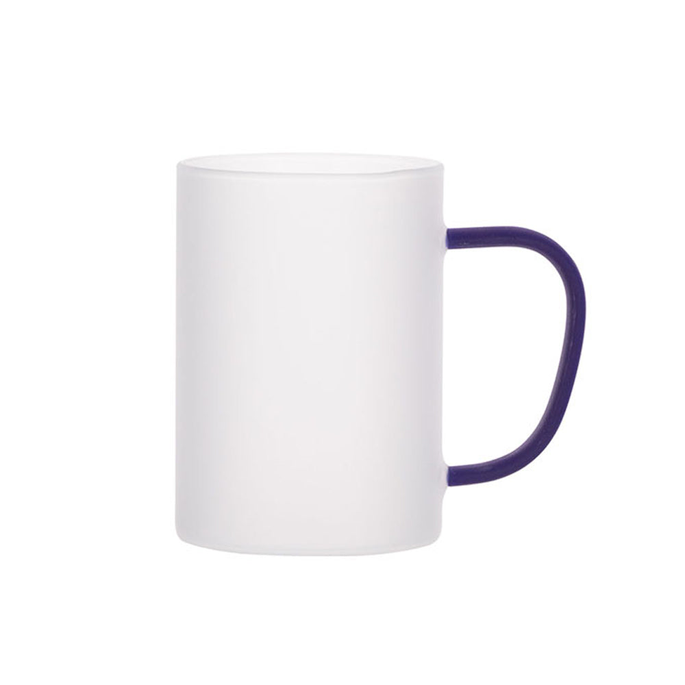 Caneca de Vidro 300ml com Alça Azul Escuro para Sublimação Borô