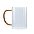 Caneca de Vidro Cristal 300ml com Alça Marrom para Sublimação