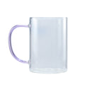 Caneca de Vidro Cristal 300ml com Alça Rosa para Sublimação