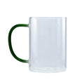 Caneca de Vidro Cristal 300ml com Alça Verde Escuro para Sublimação