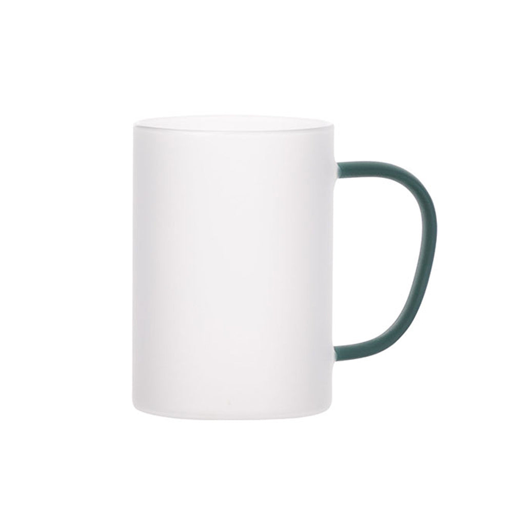 Caneca de Vidro 300ml com Alça Verde para Sublimação Borô