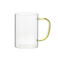 Caneca de Vidro Cristal 300ml com Alça Amarela para Sublimação