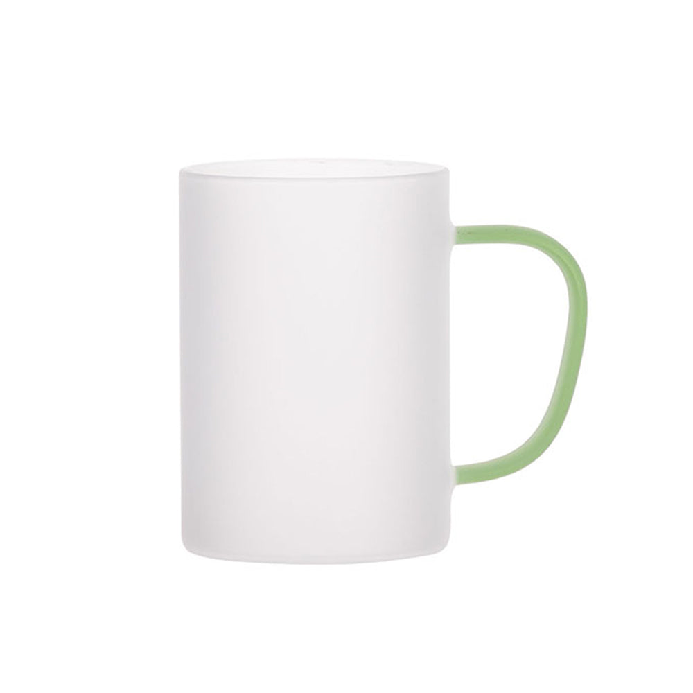 Caneca de Vidro 300ml com Alça Verde Clara para Sublimação Borô