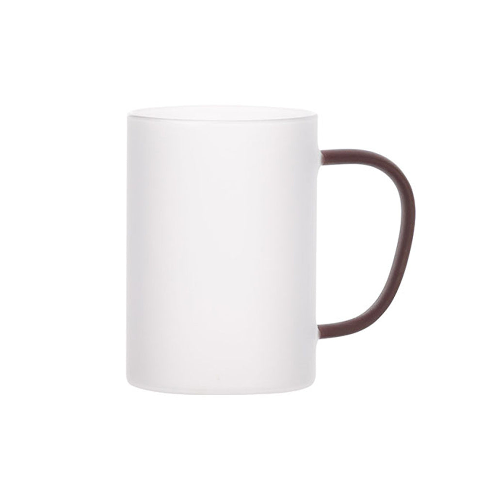 Caneca de Vidro 300ml com Alça Marrom para Sublimação LiVE