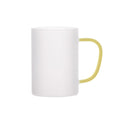 Caneca de Vidro Fosco 300ml com Alça Amarela para Personalização e Uso Diário