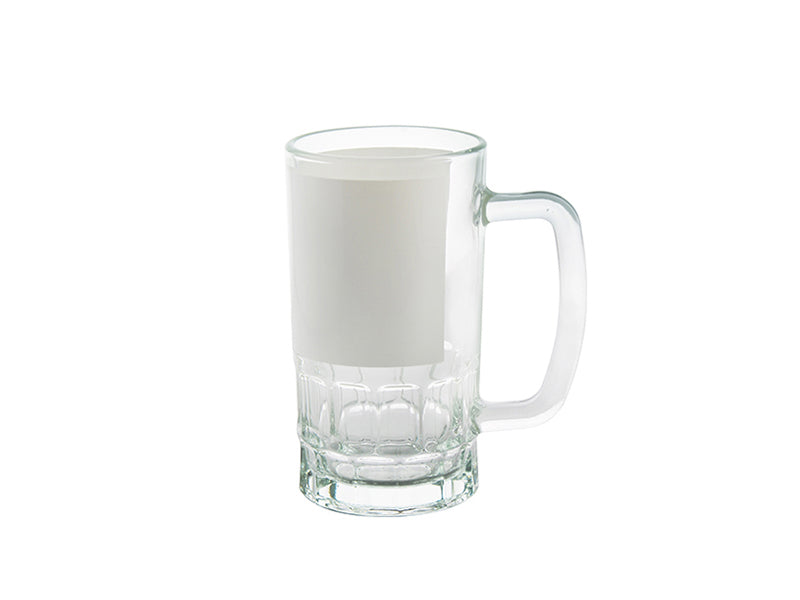 Caneca de Vidro Cristal 473ml com Tarja Branca para Sublimação Chopp