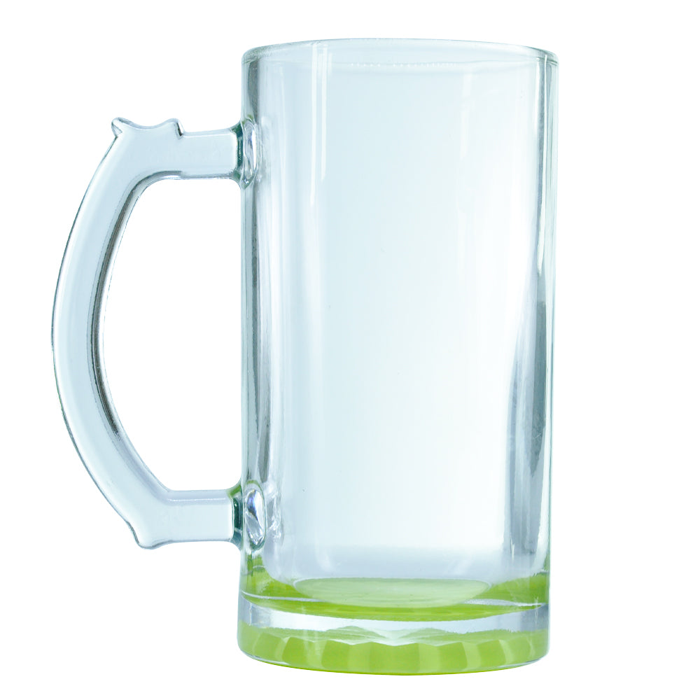 Caneca de Vidro Cristal 475ml com Base Amarelo Limão para Sublimação