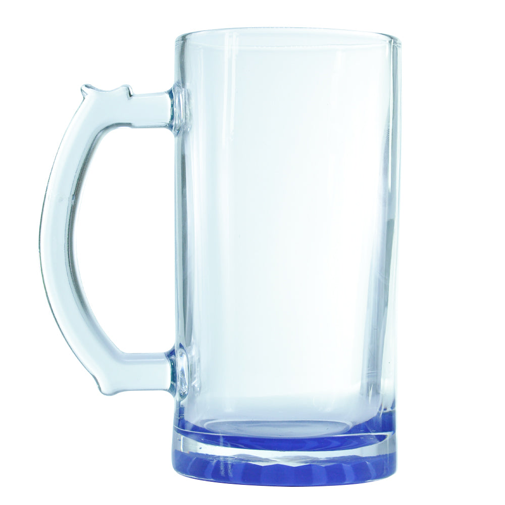 Caneca de Vidro Cristal 475ml com Base Azul Escuro para Sublimação