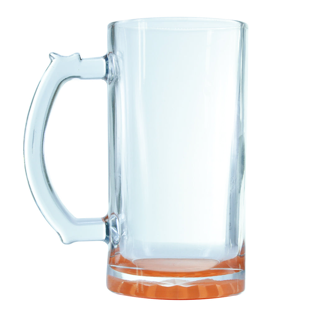 Caneca de Vidro Cristal 475ml com Base Laranja para Sublimação