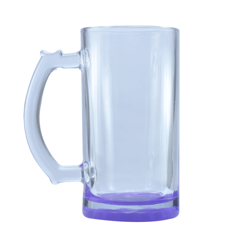 Caneca de Vidro Cristal 475ml com Base Roxa para Personalização