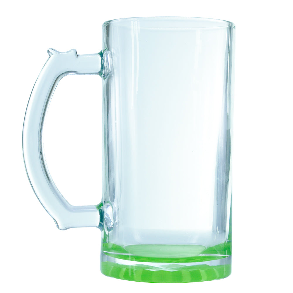 Caneca de Vidro Cristal 475ml com Base Verde para Sublimação