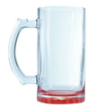 Caneca de Vidro Cristal 475ml com Base Vermelha para Sublimação