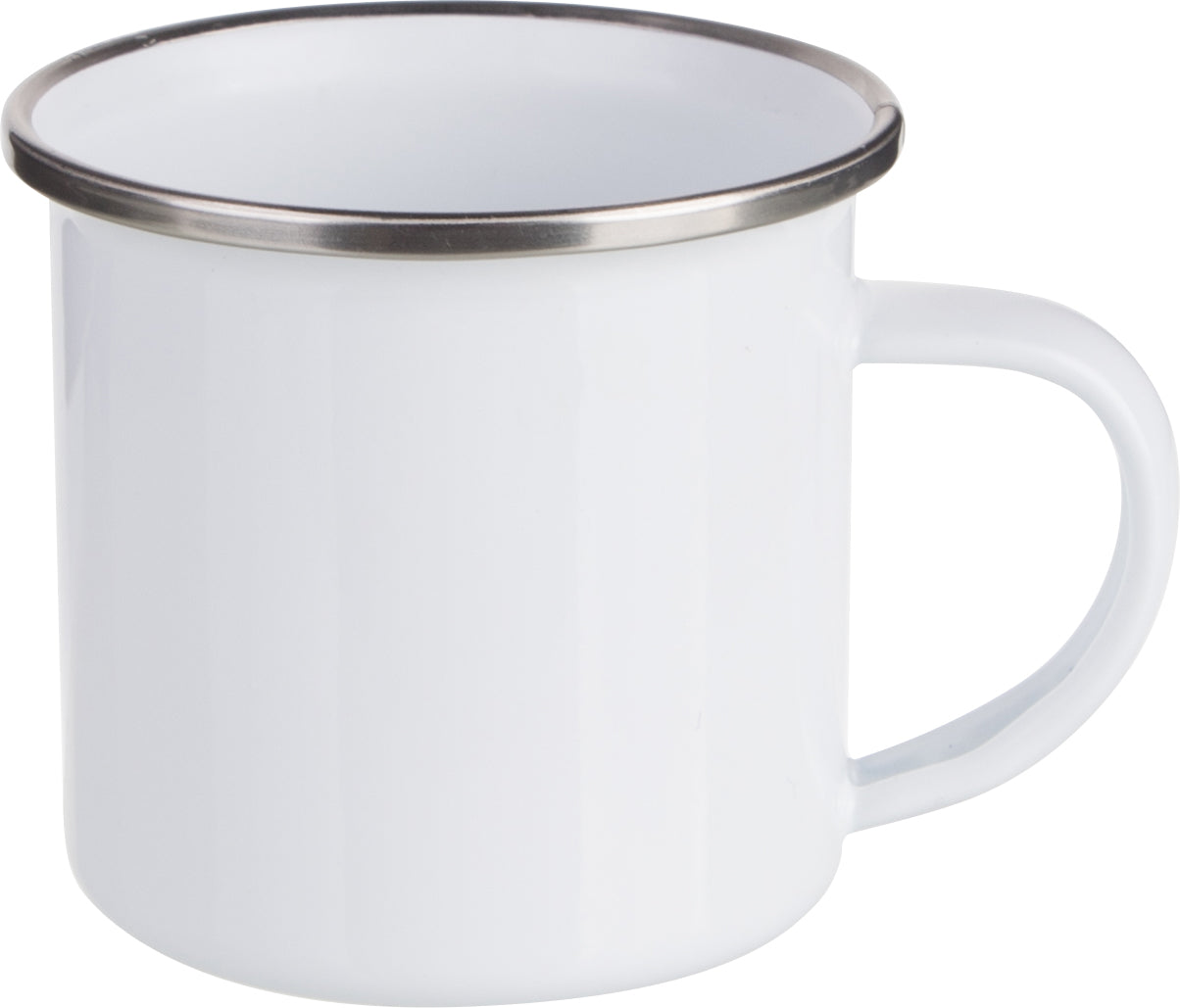 Caneca Esmaltada Branca 360ml com Borda Prata para Sublimação LiVE