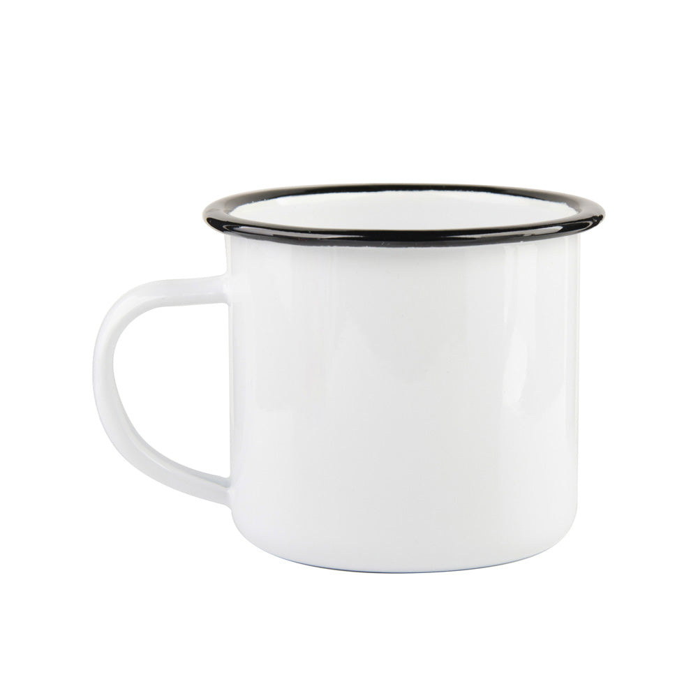 Caneca Esmaltada Branca com Borda Preta 360ml para Sublimação LiVE