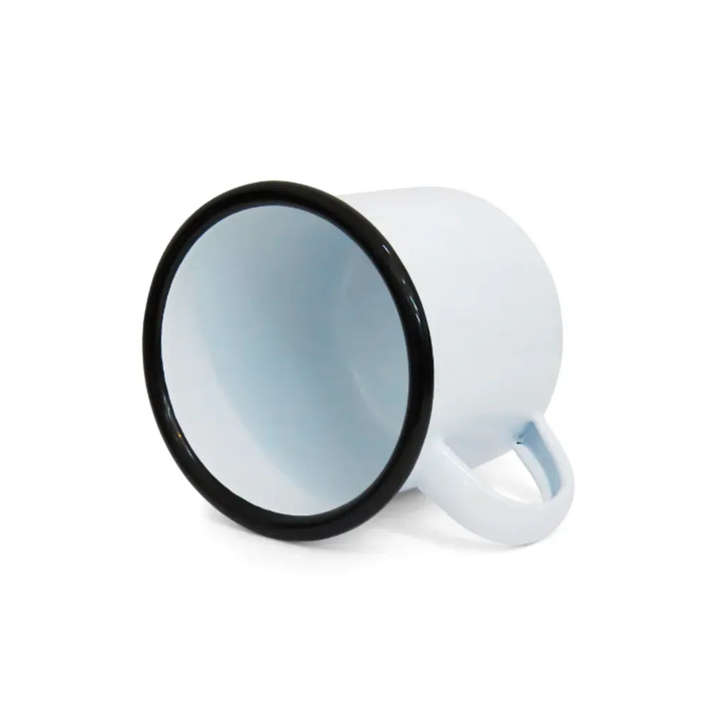 White Enamel Mug with Black Rim 360ml for Sublimation LiVE
